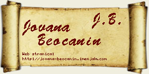 Jovana Beočanin vizit kartica